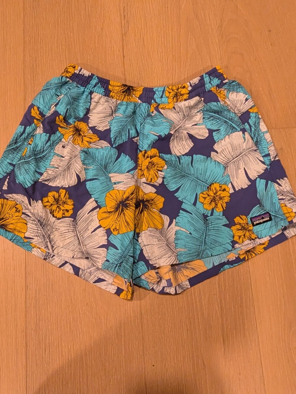 Patagonia Floral Print Women's Shorts - Blue, Yellow & White